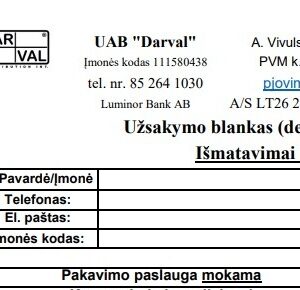 Plokštės pjovimo užsakymo blankas